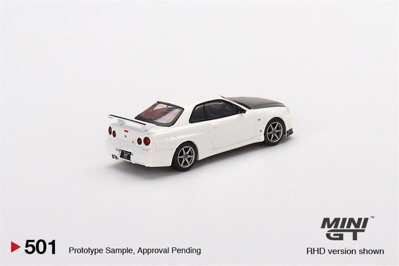 Miniatura Mini Gt Nissan Skyline Gt-R R34 V-Spec Branco 1/64